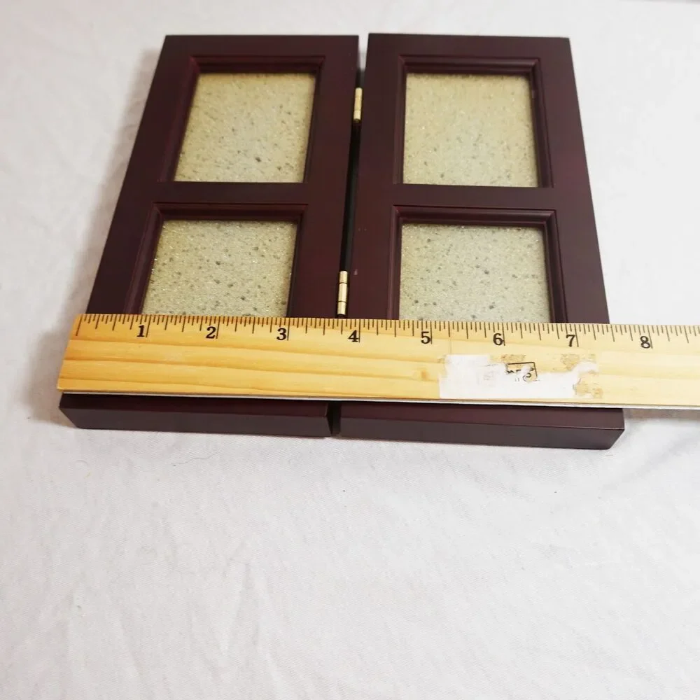wooden Bi-Fold Hinged  Picture Frame, 4 pictures small 2 x3 photos